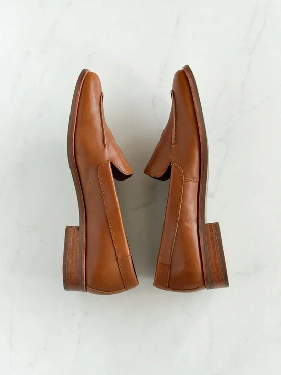 Aerosoles Brown Leather Loafers 7.5 Slip On Flat Classic Minimal - Picture 4 of 9